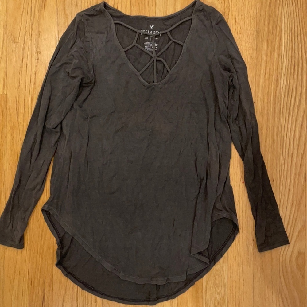 American eagle grey long sleeve top